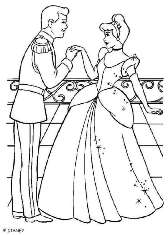 28 Coloriage Cendrillon avec Prince Hello Kids