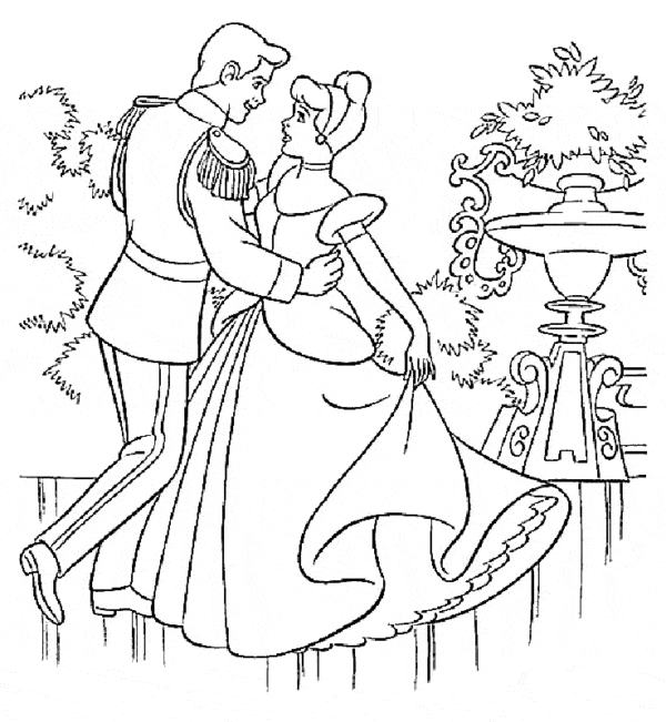 AZ Coloriage 27 dessins Cendrillon dansant avec le prince