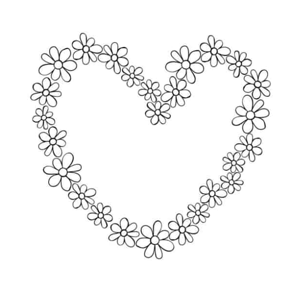 16 gros coeur de fleurs à colorier iStock