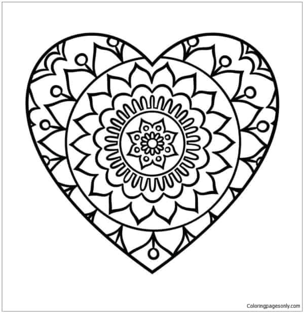 26 mandala coeur à imprimer et à colorier