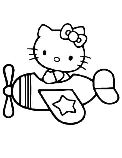 coloriage d'avion Hello Kitty