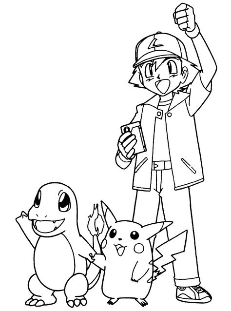 Pikachu avec Ash et Salamèche