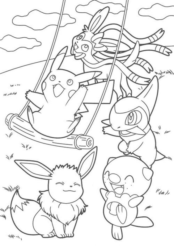 Pikachu avec des amis Pokémon