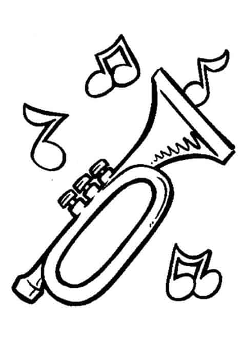 trompette avec des notes de musique