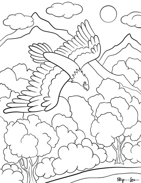 toile de fond avec aigle à colorier