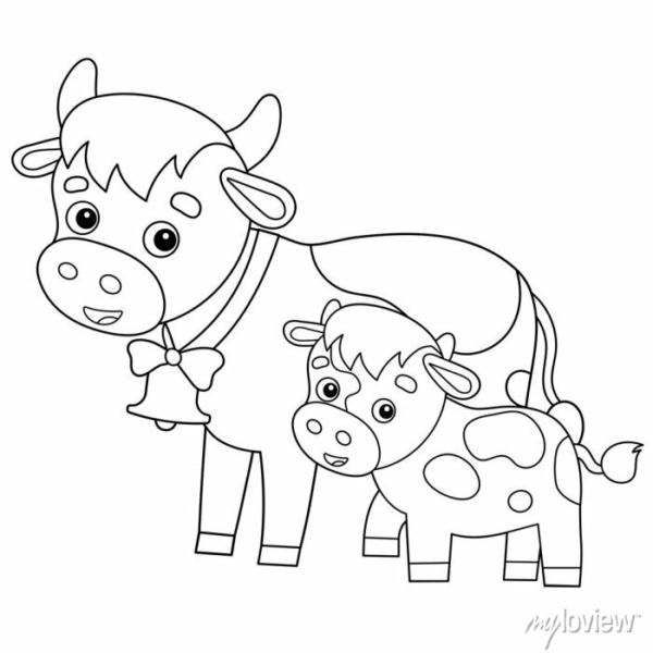 22 activité à colorier vache avec veau myloview