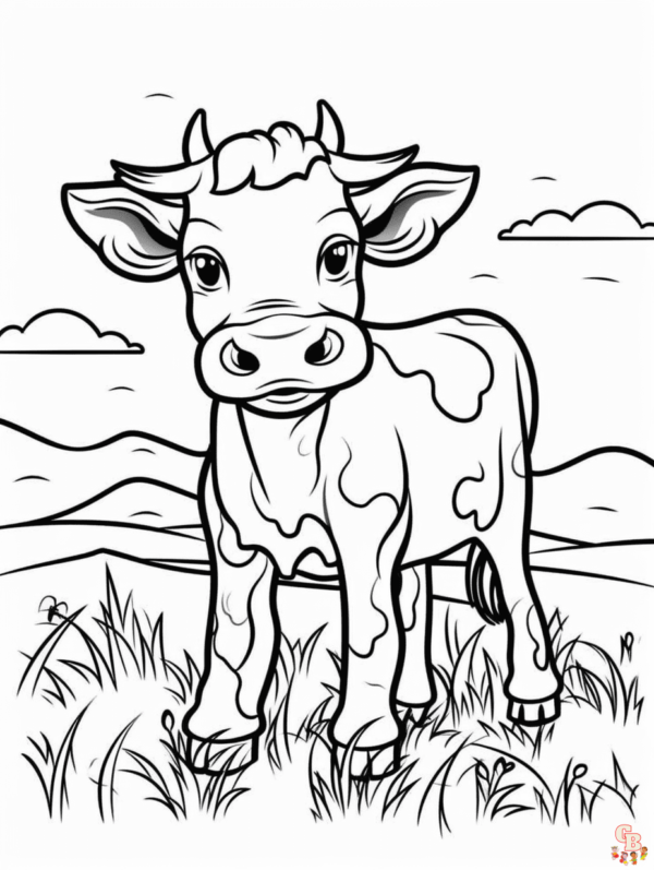 39 vache tachetée dans le pâturage Coloriages